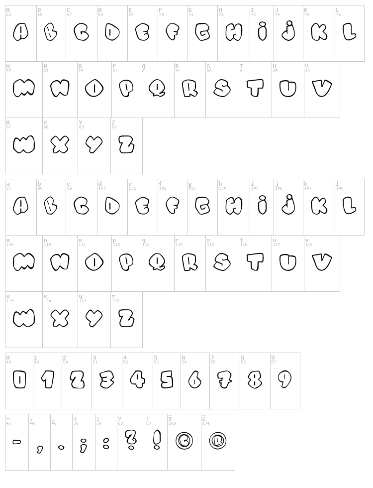 Alpha Street font map